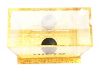 Additional picture of Lucite Tzedakah Box Gold Glitter Design