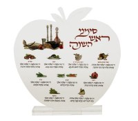 Additional picture of Lucite Rosh Hashanah Simanim Card Apple Shape Design 8" Family 6 Pack