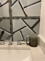 Additional picture of Lucite Round Wash Cup Stripe Design Black 5"