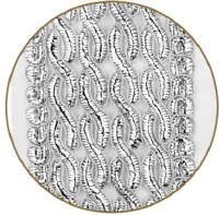 Additional picture of Atara Gefluchtene Silver Metallic Wire Embroidered Chain Design 4.5"