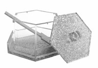 Additional picture of Lucite Honey Dish Hexagon Shape Glitter Base and Lid with Spoon Silver
