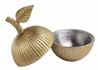 Additional picture of Aluminum Textured Honey Dish Apple Shape Gold