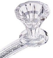 Additional picture of Crystal Candelabra 5 Branch Silver Stones in Stems Round Base 14"