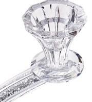 Additional picture of Crystal Candelabra 9 Branch Silver Stones in Stems Round Base 13.5"