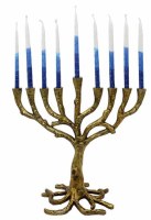 Additional picture of Metal Candle Menorah Tree of Life Design Gold