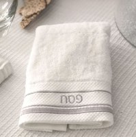 Additional picture of Luxury Hand Towel Pesach Embroidery White Silver 14" x 30"