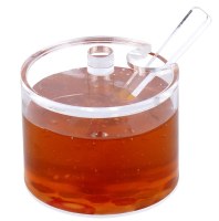 Additional picture of Lucite Round Honey Dish Colorful Painted Base