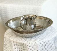 Additional picture of Stainless Steel Washing Cup and Bowl Set Intricate Design Silver 14.5"