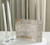Additional picture of Lucite Painted Hadlakos Neiros Block 9" x 7"