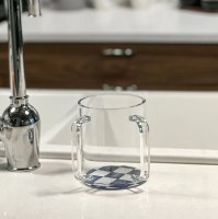 Additional picture of Lucite Wash Cup Black Checkered Painted Base