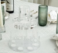 Additional picture of Lucite Kiddush Wine Fountain Large Kiddush Cup with 8 Small Cups White 11"