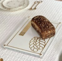 Additional picture of Lucite Challah Board Laser Cut Challah Design Gold Accent 16" x 11"