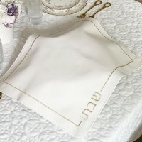 Additional picture of Leatherette Challah Cover Large Size Rectangle Embroidered Design Gold