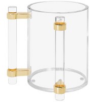 Additional picture of Lucite Wash Cup Elegant Handles Gold Accent 5"