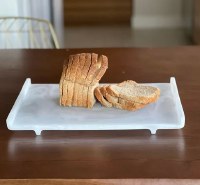 Additional picture of Resin Serving Tray Swirl Design White 16" x 12"