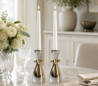 Additional picture of Stainless Steel Candlesticks Gold Balls Design 6.3"