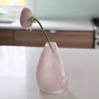 Additional picture of Lucite Tapered Vase Ribbed Design Pink