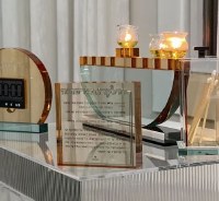 Additional picture of Lucite Square Hadlokas Neiros Chanukah Block Hebrew Menukad Amber Teal 4"