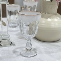 Additional picture of Crystal Wine Stem Glasses with Gold Rim 7oz Set of 6