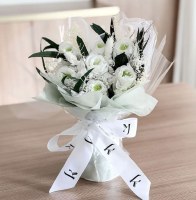 Additional picture of Preserved Lush Foliage Bouquet White 13"
