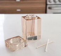 Additional picture of Crystal Matches Holder Fragrant Diffuser Rectangle Shape Amber 4.7"