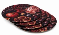 Additional picture of Plastic Charger Plates Velvet Orchard Design Maroon 13" 4 Pack