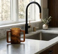 Additional picture of Resin Round Wash Cup Mist Design Espresso