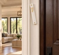 Additional picture of Resin Mezuzah Case Snow Drift Design Gold Accent 15cm