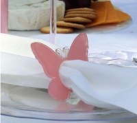 Additional picture of Lucite Napkin Rings Butterfly Design Blush 4 Pack