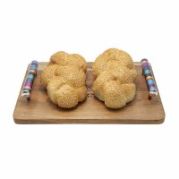 Additional picture of Yair Emanuel Wooden Challah Board Metal Cylinder Handles Rings Design Multicolor 15.5" x 11"