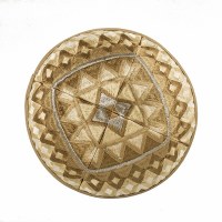 Additional picture of Yair Emanuel Full Embroidered Kippah Square Design Gold