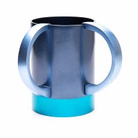 Additional picture of Yair Emanuel Washing Cup Anodized Aluminum Cylindrical Shape 2 Tone Blue Turquoise 5.5"