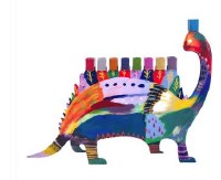 Additional picture of Yair Emanuel Metal Candle Menorah Hand Painted Laser Cut Design Dinosaur