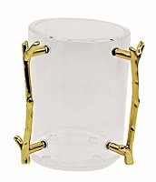 Additional picture of Lucite Round Wash Cup Gold Tree Branch Handles 5"