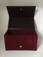 Additional picture of Faux Leather Brown Esrog Box Gold Accents with Handle and Snap Closure