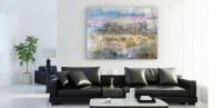 Additional picture of Lucite Colorful Cityscape Wall Hanging Glorious Jerusalem Art Print 32" x 23"