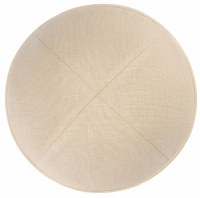 Additional picture of iKippah Beige Linen with Beige Leather Rim Size 4