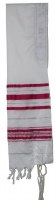 Additional picture of Tallis Prayer Shawl Acrylic Size 24 Fuchsia and Silver Stripes 24" x 72"