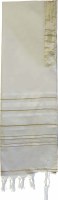 Additional picture of Tallis Prayer Shawl Acrylic Size 24 White and Gold Stripes 24" x 72"