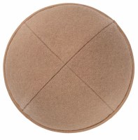 Additional picture of iKippah Camel Wool with Camel Leather Rim Size 2