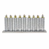 Additional picture of Yair Emanuel Aluminum Strip Menorah Cylinder Shape Full Rings Design Matte Shiny Silver