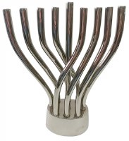 Additional picture of Menorah Anodized Silver Colored Branches Rotating Design by Yair Emanuel
