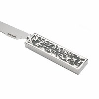 Additional picture of Yair Emanuel Challah Knife Serrated Blade  Laser Cut Pomegranate Design Gray 13.8"