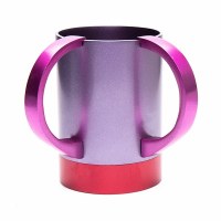 Additional picture of Yair Emanuel Washing Cup Anodized Aluminum Cylindrical Shape 2 Tone Purple and Red 5.5"