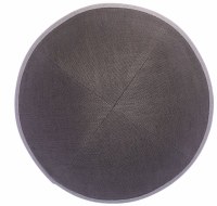 Additional picture of iKippah Gray Linen with Light Gray Rim Size 18cm