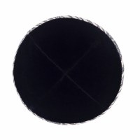 Additional picture of iKippah Black Velvet with Black and White Rim Size 4