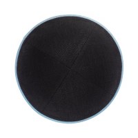 Additional picture of iKippah Black Linen with Sea Green Rim Size 2