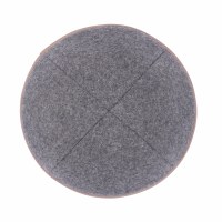 Additional picture of iKippah Gray Wool with Tan Leather Rim Size 2