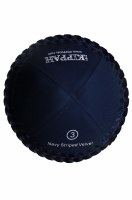 Additional picture of iKippah Striped Velvet Navy Size 16cm