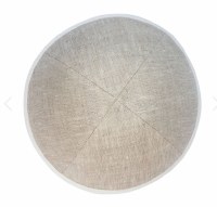 Additional picture of iKippah Tan Linen with Cream Rim Size 2